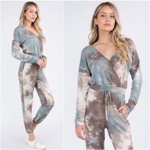 Multicolor French Terry tie dye jumpsuit